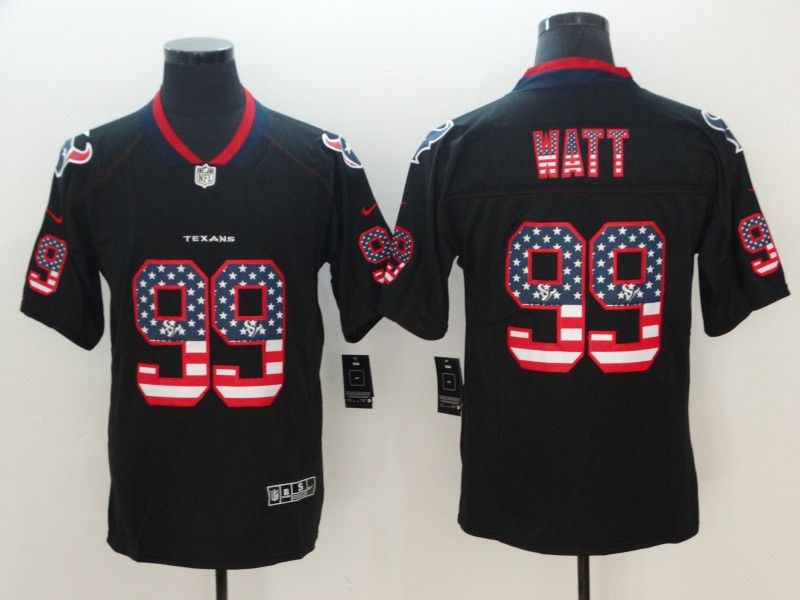 Men Houston Texans #99 Watt Nike USA Flag Fashion Black Color Rush Limited NFL Jerseys